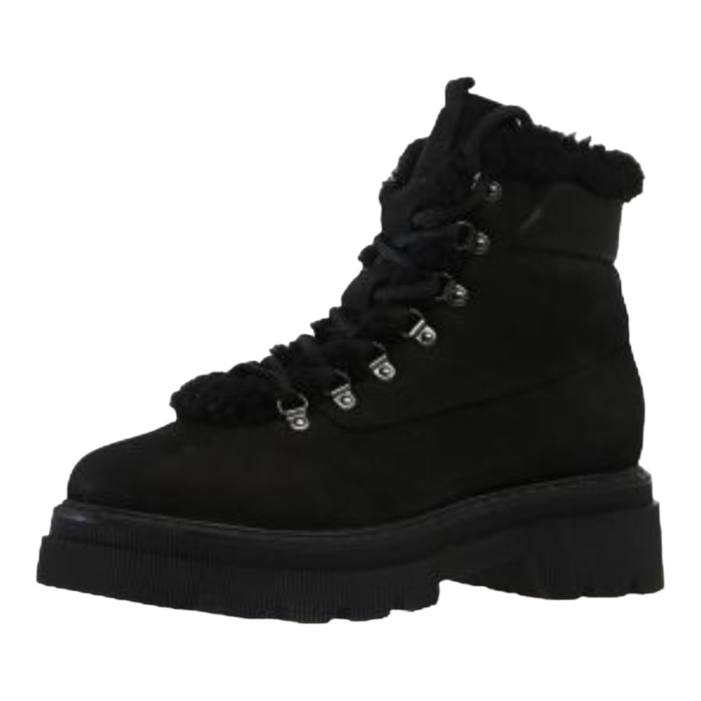 VOILE BLANCHE TWEED SHEARLING LINED BLACK BOOTIES
